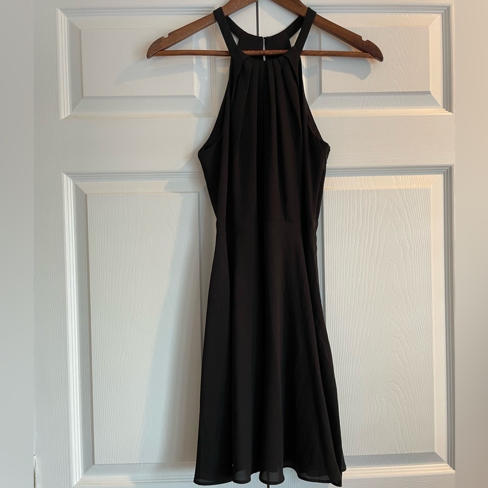 Express Halter Neck Keyhole Back Mini Dress Black Formal Homecoming 2 - Picture 2 of 14